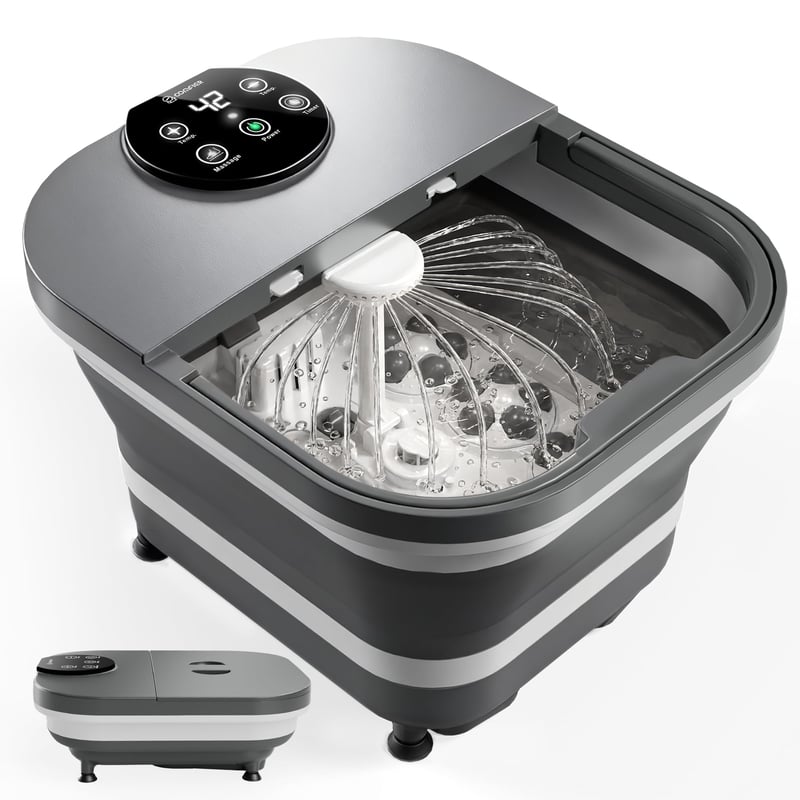 Elektrický masážny prístroj na nohy s vyhrievaním COMFIER CF-5509, 30 shiatsu valčekov – sivý
