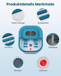 COMFIER hidromasažna kupka za stopala s funkcijom masaže, električni masažer za stopala s tajmerom i podešavanjem temperature, kupka za stopala s mjehurićima 7