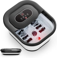 COMFIER Összecsukható Lábfürdő Masszírozóval - Fűtés, Buborék és Vibrációs Funkció, 8 Shiatsu Görgő, Időzítő, Pedikűr Habkő, 35-48°C 1