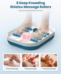 COMFIER Összecsukható Lábfürdő Masszírozóval - Shiatsu Görgők, Buborékos Vibráció, Fűtés 35-48°C, Időzítő, Pedikűr Habkő, Fekete 5