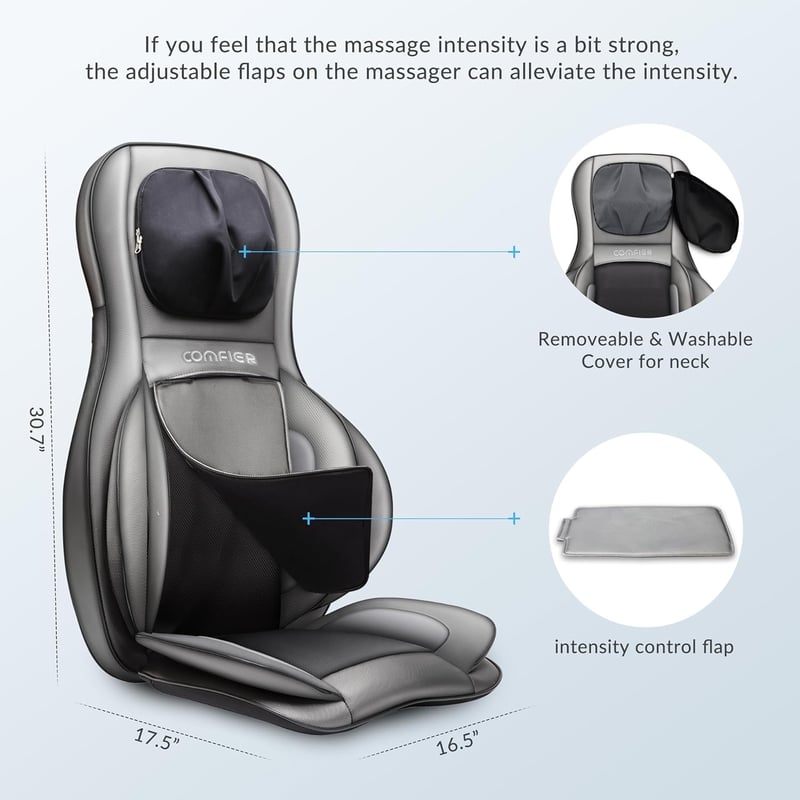 COMFIER Shiatsu hátmasszázs párnázat melegítéssel és légnyomással - Shiatsu Back and Neck Massager
