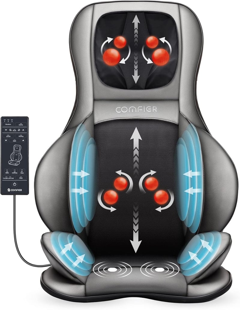 COMFIER Shiatsu hátmasszázs párnázat melegítéssel és légnyomással - Shiatsu Back and Neck Massager