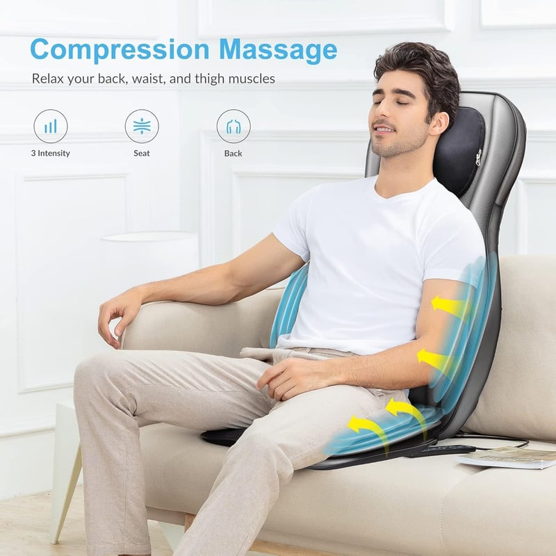 COMFIER Shiatsu hátmasszázs párnázat melegítéssel és légnyomással - Shiatsu Back and Neck Massager