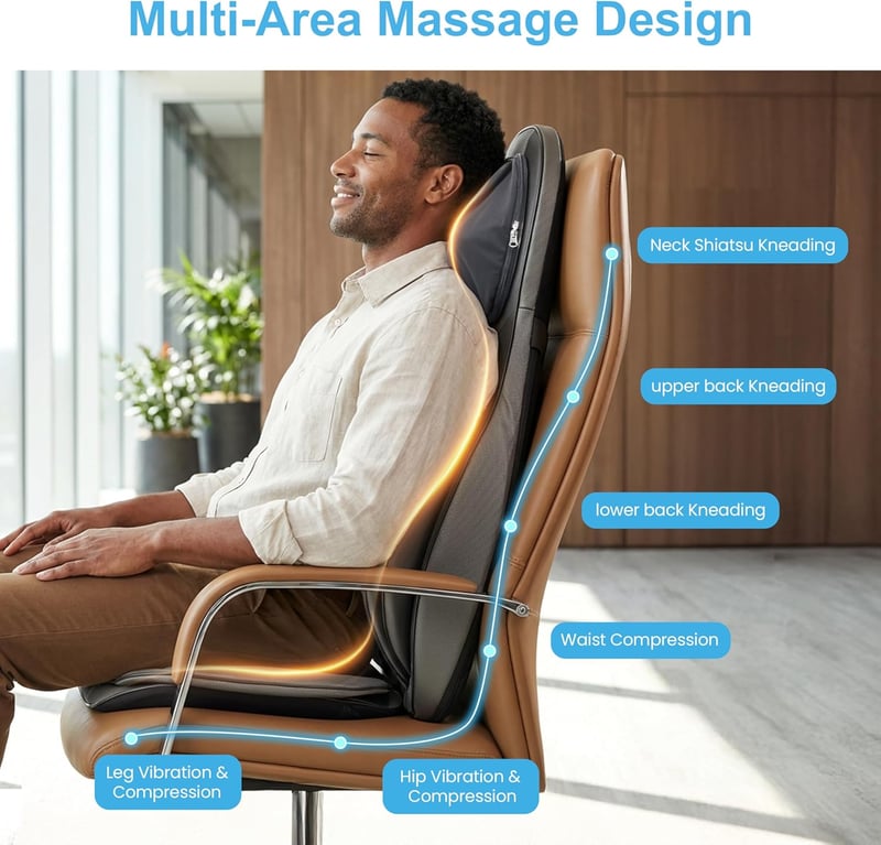 COMFIER Shiatsu hátmasszázs párnázat melegítéssel és légnyomással - Shiatsu Back and Neck Massager