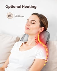 COMFIER Shiatsu Nyakmasszírozó Melegítő Funkcióval - 4D Gyúró Hátmasszírozó Izomfájdalom Enyhítésre, Nyak, Hát és Láb Masszázsra, Ajándék Fé 4