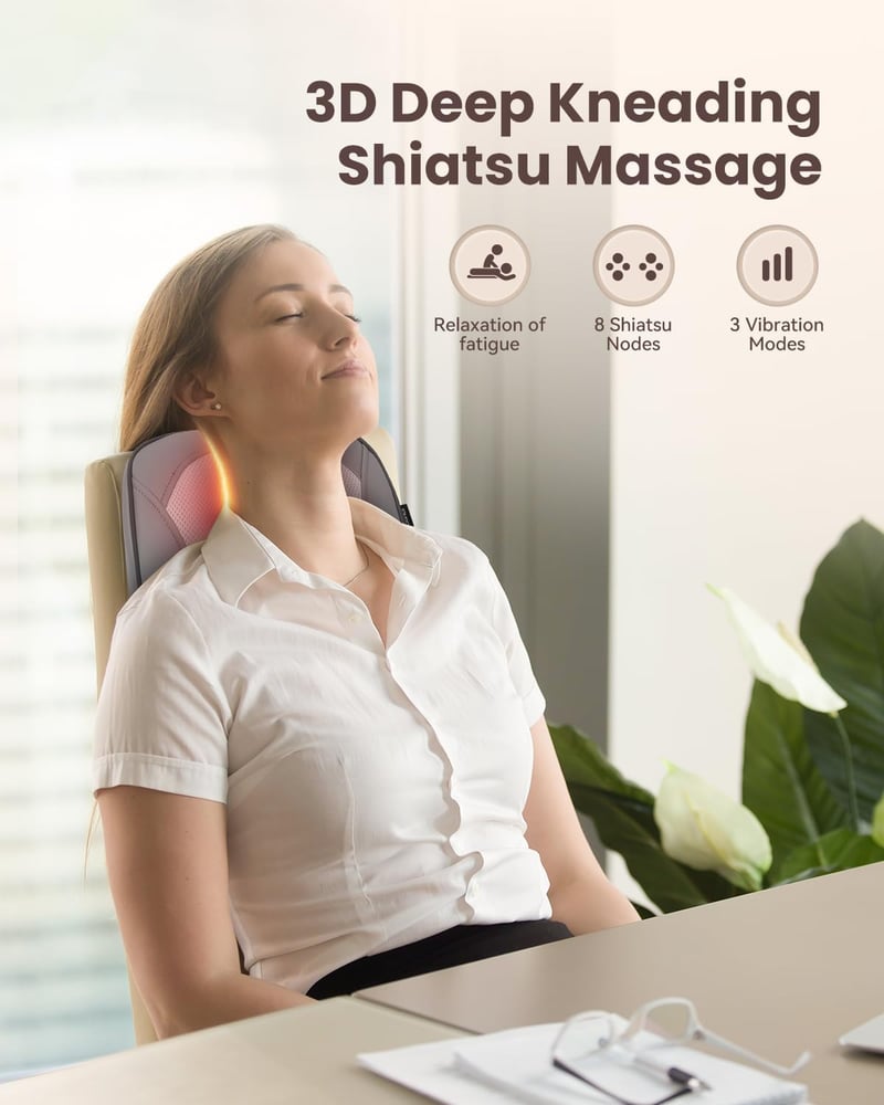 COMFIER Shiatsu Nyakmasszírozó Melegítő Funkcióval - 4D Gyúró Hátmasszírozó Izomfájdalom Enyhítésre, Nyak, Hát és Láb Masszázsra, Ajándék Fé