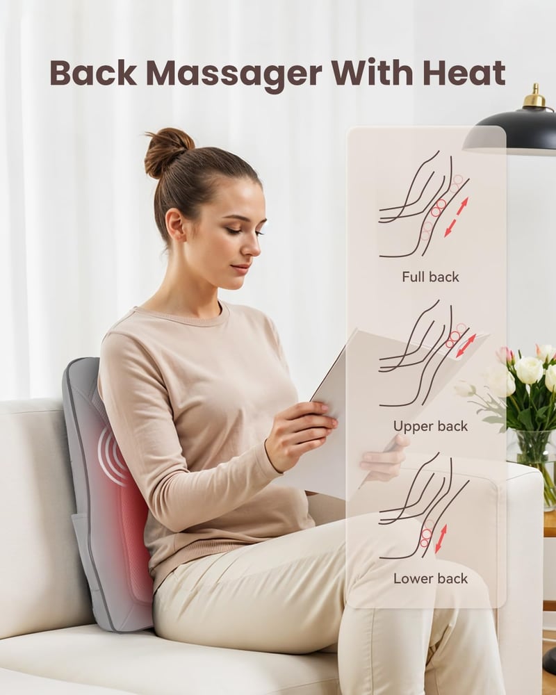 COMFIER Shiatsu Nyakmasszírozó Melegítő Funkcióval - 4D Gyúró Hátmasszírozó Izomfájdalom Enyhítésre, Nyak, Hát és Láb Masszázsra, Ajándék Fé