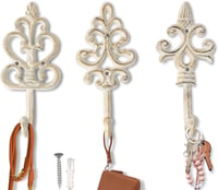 Comfify Antik Öntöttvas Fali Akasztók - Rusztikus Shabby Chic Stílus - Dekoratív Kabátakasztó Szett 3 Darabos Csavarokkal 1