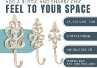 Comfify Antik Öntöttvas Fali Akasztók - Rusztikus Shabby Chic Stílus - Dekoratív Kabátakasztó Szett 3 Darabos Csavarokkal 2
