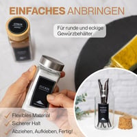 comforder Fűszercímke Öntapadós 336 db Fekete Jelölőfilccel - Fűszertartó Matricák Konyhai Üvegekhez 3