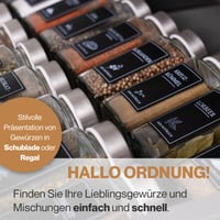 comforder Fűszercímke Öntapadós 336 db Fekete Jelölőfilccel - Fűszertartó Matricák Konyhai Üvegekhez 6