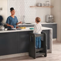 ComfortCove Montessori tanulótorony, 3 szintű magasságállítás, fából - fekete 2