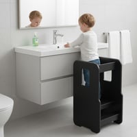ComfortCove Montessori tanulótorony, 3 szintű magasságállítás, fából - fekete 6