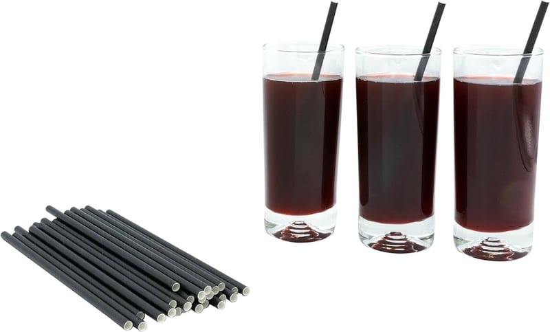 Comfy Package 300 db 18 cm Fekete Papír Keverőpálca Biodegradálható Koktél Kávé