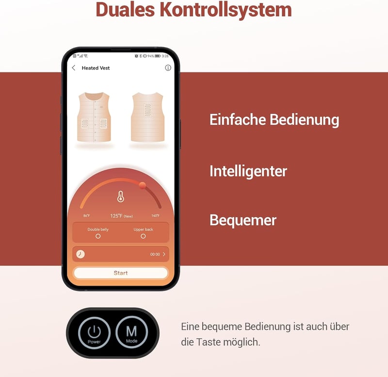 Comfytemp Fűthető Női Mellény 5000 mAh Akkumulátorral - 6 Fűtési Zóna, 60°C Intelligens Hőszabályozás, Alkalmazással Vezérelhető, Kültéri Sp
