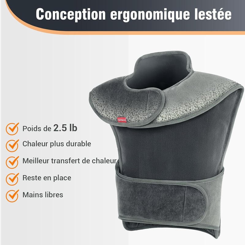 Comfytemp Infravörös Súlyozott Fűtőpárna Nyakra és Vállra, 1,1 kg, 6 Hőfokozat, 1-3 Órás Időzítő, 57x50 cm, Mosható Elektromos Melegítő