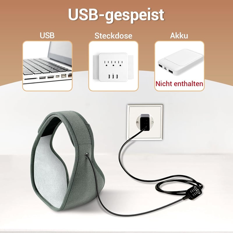 Comfytemp USB Állkapocs és Arc Melegítő Párna - 83x11 cm Puha Fűtőpárna TMJ Fájdalomra és Fogászati Beavatkozás Utáni Regenerálódásra, 3 Hőf