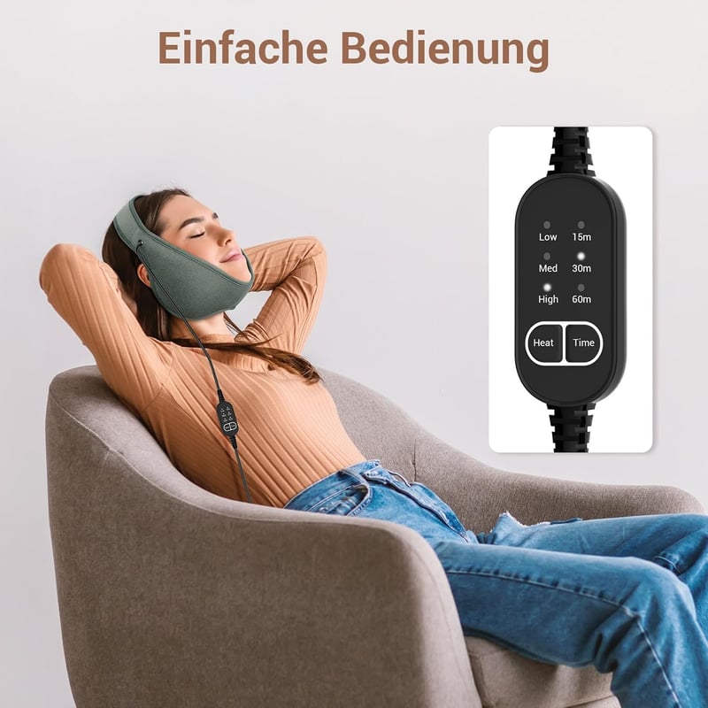 Comfytemp USB Állkapocs és Arc Melegítő Párna - 83x11 cm Puha Fűtőpárna TMJ Fájdalomra és Fogászati Beavatkozás Utáni Regenerálódásra, 3 Hőf