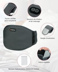 Comfytemp Vezeték Nélküli Derékmelegítő Öv - 3 Masszázs Mód és 3 Hőfokozat, Derék és Hátfájdalom Enyhítésére, 147 cm-ig Állítható, Szürke 4