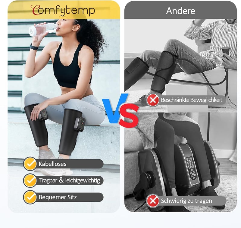 Comfytemp Vezeték nélküli lábmasszírozó légnyomásos fűtéssel 2 db