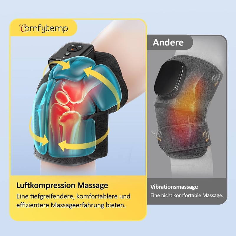 Comfytemp Vezeték nélküli térdfájdalom enyhítő masszírozó 3D légnyomásos fűtéssel
