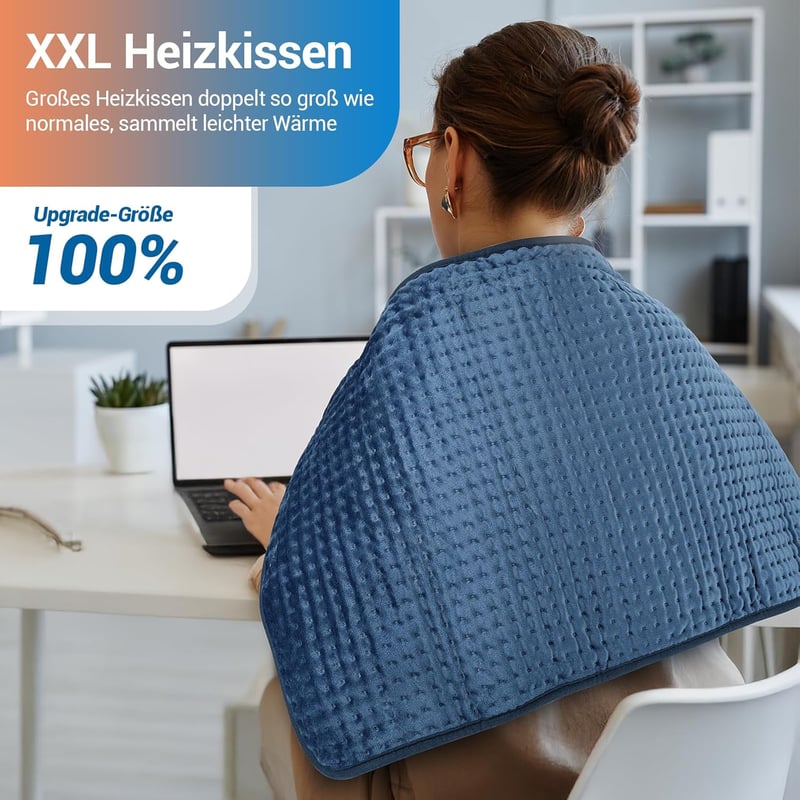Comfytemp XXL Elektromos Melegítőpárna 83x43 cm - Puha Fűtőpárna Automatikus Kikapcsolással, Túlmelegedés Elleni Védelemmel Hátra, Vállra, D