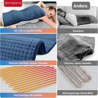 Comfytemp XXL Elektromos Melegítőpárna 83x43 cm - Puha Fűtőpárna Automatikus Kikapcsolással, Túlmelegedés Elleni Védelemmel Hátra, Vállra, D 7
