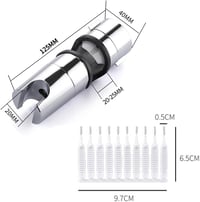 Comioke Zuhanyrózsatartó Állítható 360° Forgatható Ezüst ABS Műanyag Rúdra Szerelhető Zuhanyfej Tartó 2