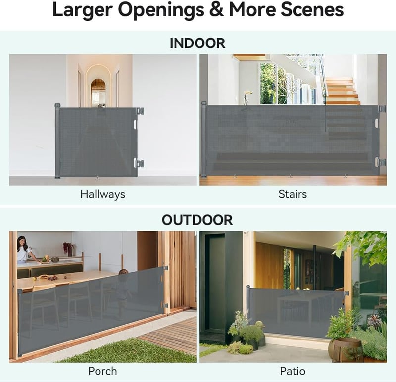 COMOMY Állítható Biztonsági Kapu 0-300 cm, Lépcsőhöz és Ajtóhoz, 86 cm Magas, Szürke