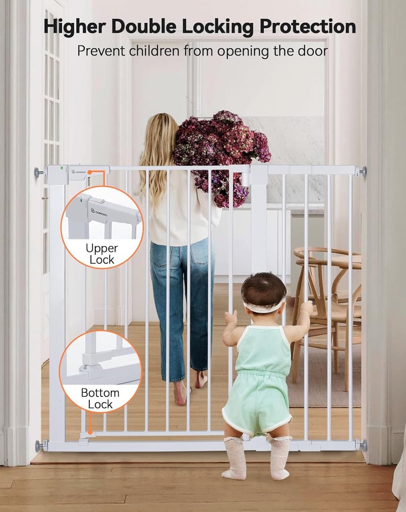 COMOMY Biztonsági Kapu 75-110cm, Lépcsőgitter Fúrás Nélkül, Baba és Háziállat Védelem
