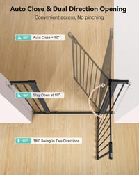 COMOMY Extra Magas Biztonsági Ajtórács 91,5 cm - Fúrás Nélkül Szerelhető Gyerek és Kisállat Védőrács Lépcsőhöz, 75-103 cm Széles, Automata Zár  4
