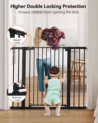 COMOMY Extra Magas Biztonsági Ajtórács 91,5 cm - Fúrás Nélkül Szerelhető Gyerek és Kisállat Védőrács Lépcsőhöz, 75-103 cm Széles, Automata Zár  6