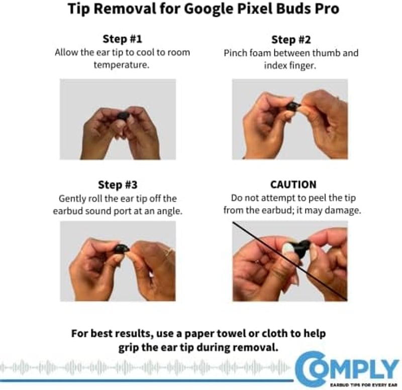 Comply 3 páras memóriahabos fülhegyezet Google Pixel Buds Pro-hoz, fekete, közepes méret - Medium