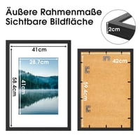 COMPOLICY A2 Ramă foto, ramă din lemn negru, 42x60 cm, pentru perete sau de sine stătătoare, ramă pentru postere și fotografii, pentru living, dormitor, birou 2