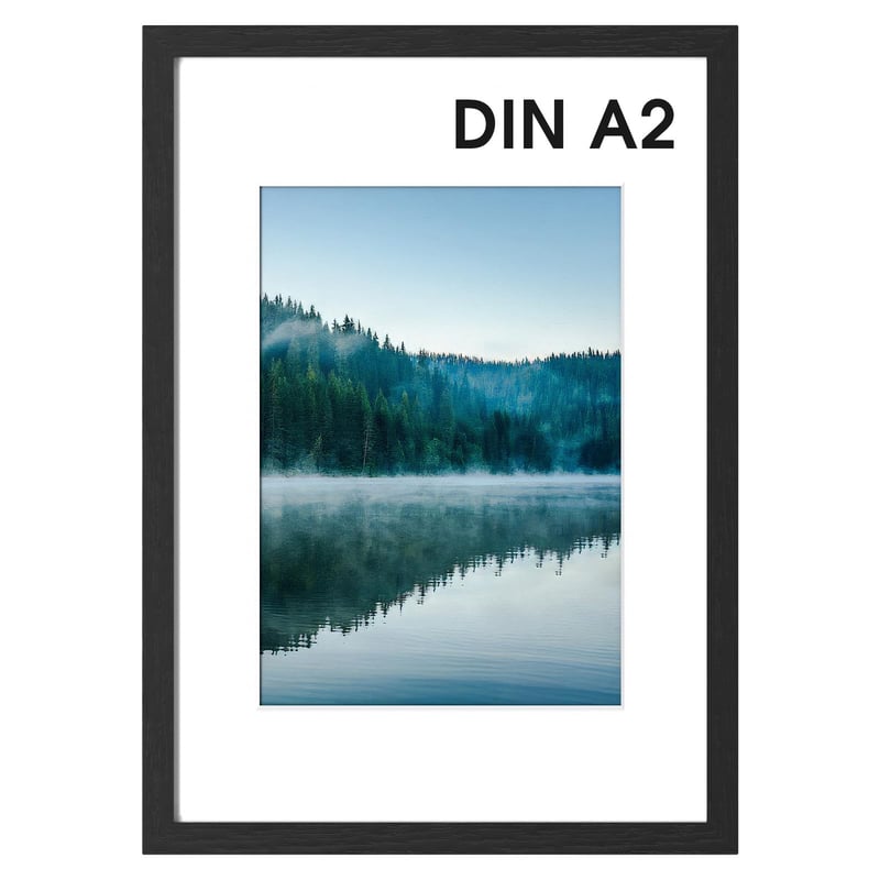 COMPOLICY A2 Ramă foto, ramă din lemn negru, 42x60 cm, pentru perete sau de sine stătătoare, ramă pentru postere și fotografii, pentru living, dormitor, birou
