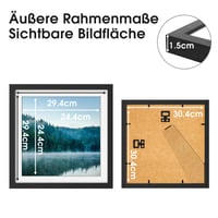 Ramă foto pătrată COMPOLICY 12x12 inch, ramă din lemn negru pentru perete sau masă, potrivită pentru postere și fotografii 2