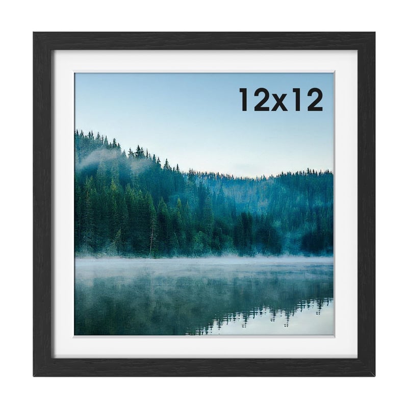 Ramă foto pătrată COMPOLICY 12x12 inch, ramă din lemn negru pentru perete sau masă, potrivită pentru postere și fotografii
