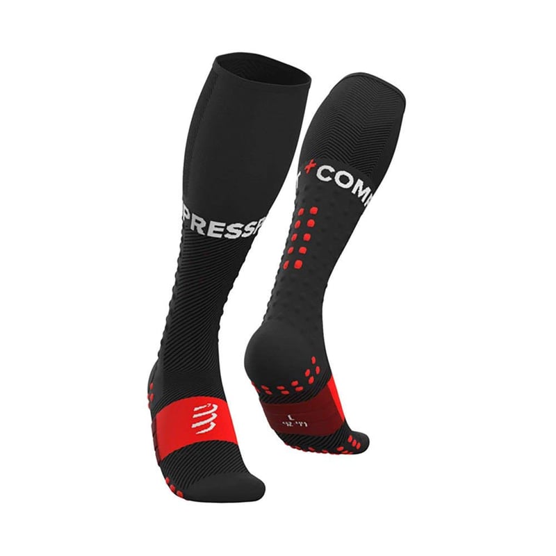 COMPRESSPORT Full Socks Run Kompresné bežecké ponožky unisex - čierne, veľkosť 45-48 (EU) - podpora svalov, na beh a triatlon