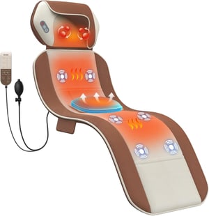 comrelax Fűthető teljes test masszázsmatrac hővel, hátmasszázs derékhúzással és relaxációval, állítható derékpánt, 4 mód, 6 halk motor