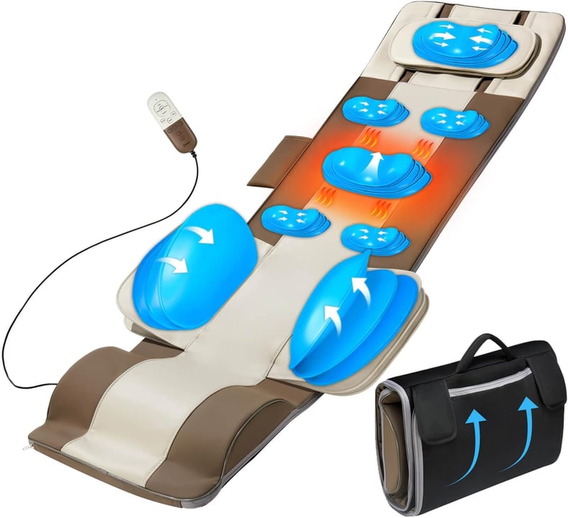 Comrelax Teljes Testes Masszázsmatrac - 3D Nyújtás, Derékmelegítés, 4 Program, 3 Intenzitás, Összecsukható PU Bőr Masszázs Szőnyeg 155-183 c
