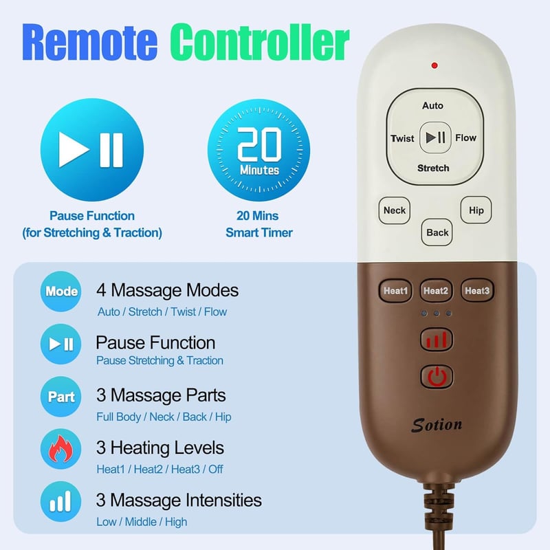 Comrelax Teljes Testes Masszázsmatrac - 3D Nyújtás, Derékmelegítés, 4 Program, 3 Intenzitás, Összecsukható PU Bőr Masszázs Szőnyeg 155-183 c