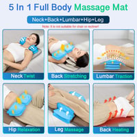Comrelax Teljes Testes Masszázsmatrac - 3D Nyújtás, Derékmelegítés, 4 Program, 3 Intenzitás, Összecsukható PU Bőr Masszázs Szőnyeg 155-183 c 3