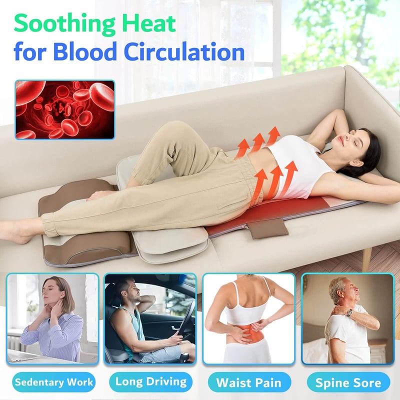 Comrelax Teljes Testes Masszázsmatrac - 3D Nyújtás, Derékmelegítés, 4 Program, 3 Intenzitás, Összecsukható PU Bőr Masszázs Szőnyeg 155-183 c