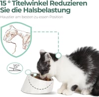 ComSaf 15° Dönthető Tápláló Tál Kutyáknak Macskáknak 120ml Emelt Etetőtál Fehér 5