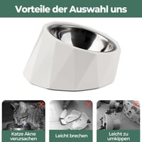 ComSaf 15° Dönthető Tápláló Tál Kutyáknak Macskáknak 120ml Emelt Etetőtál Fehér 8
