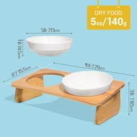 ComSaf 15° Emelt Macskatalyó Bambusz Állvánnyal, 2 Tálcával, Fehér 2