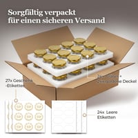 Set de 24 Borcane Mici pentru Gem ComSaf cu Capac Auriu, 120 ml, Închidere Etanșă 10