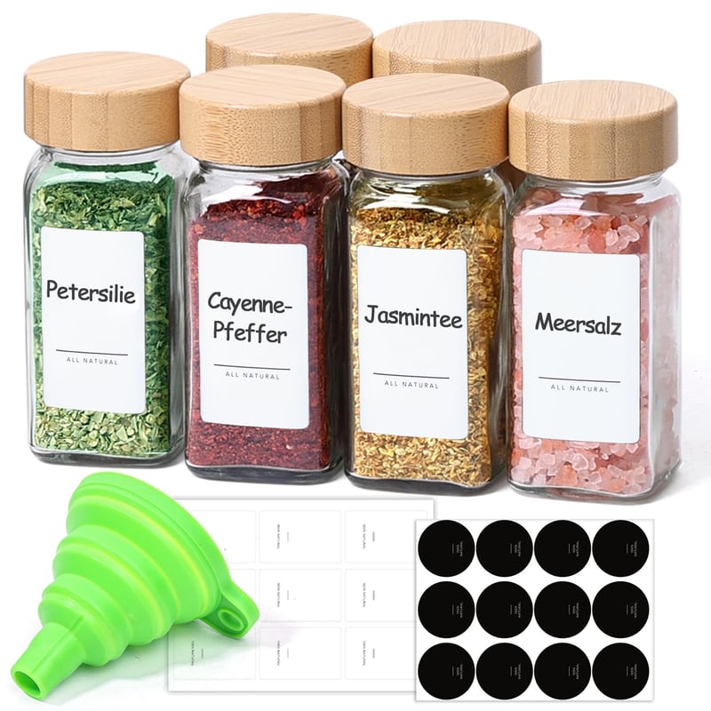 ComSaf staklenke za začine sa posipivačem, četvrtaste, 120 ml, set od 6 komada