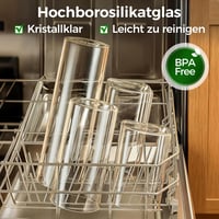 Sklenené dózy na potraviny ComSaf s dreveným vekom 1,4 l – súprava 3 ks, vzduchotesné valcové dózy do kuchyne, stohovateľné 4