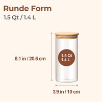 Sklenené dózy na potraviny ComSaf s dreveným vekom 1,4 l – súprava 3 ks, vzduchotesné valcové dózy do kuchyne, stohovateľné 2